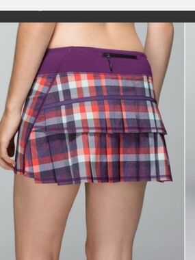 Lululemon Pace Setter Wheezy Check Purple Plaid Tennis Skort Skirt 4